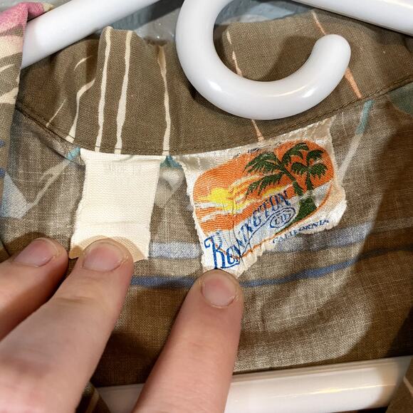 Kennington California Large Hawaiian Shirt Button Up Resort Travel Button Top - Picture 4 of 7